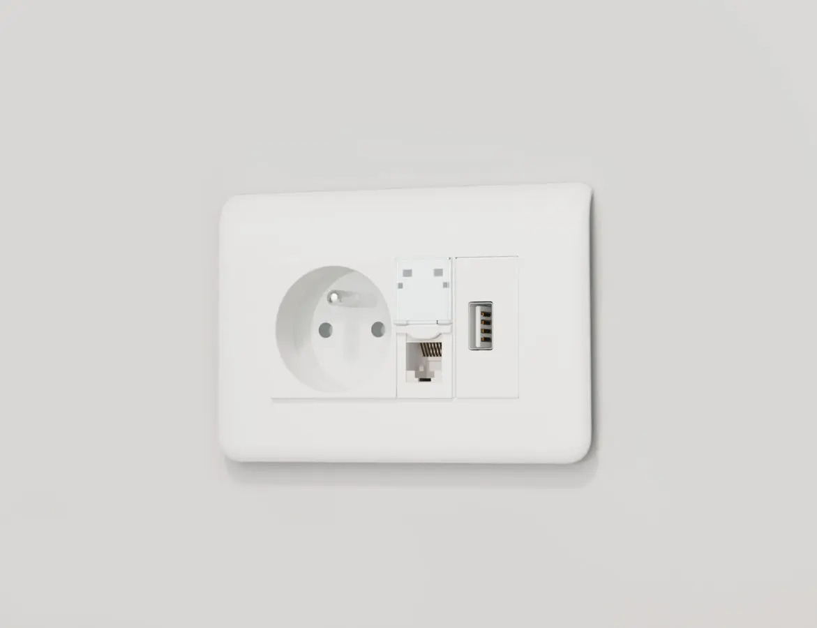 Mediaport kabiny akustycznej S — gniazda 230V, USB i RJ45 w jednym miejscu