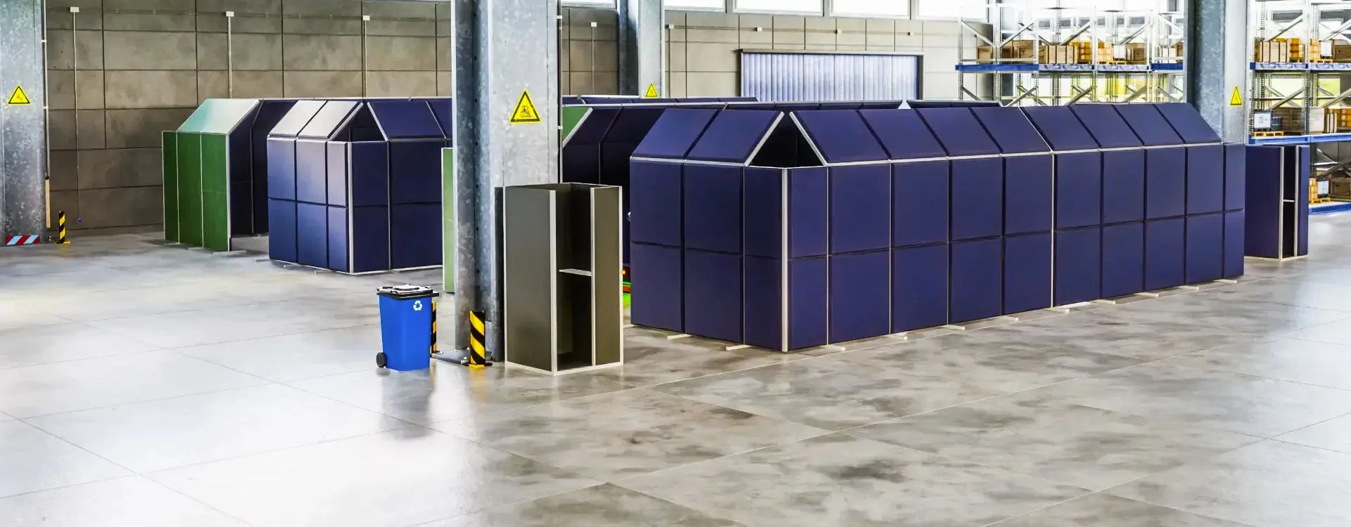System Q — acoustic screens and industrial partitions for production halls and warehouses