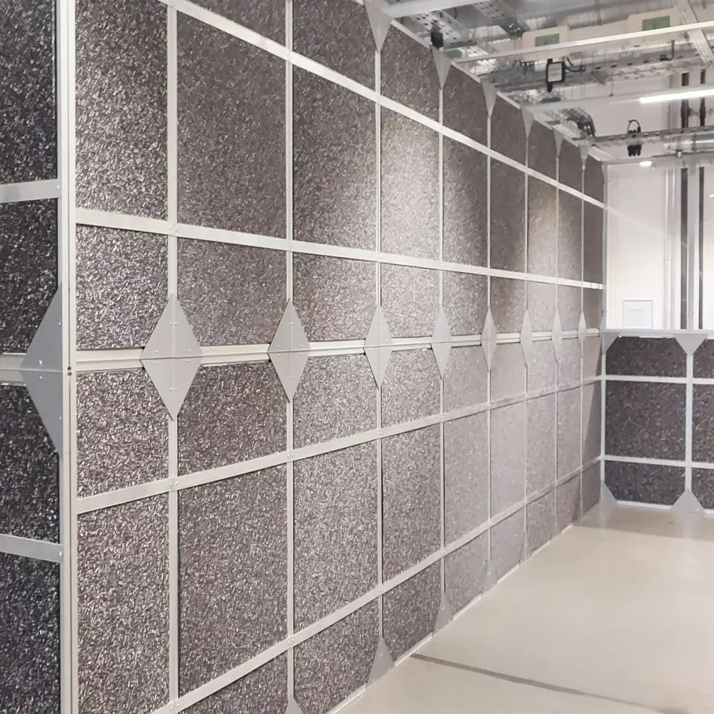 Industrial Q soundproofing enclosure — production hall noise reduction, AKU-PR foam 50 mm